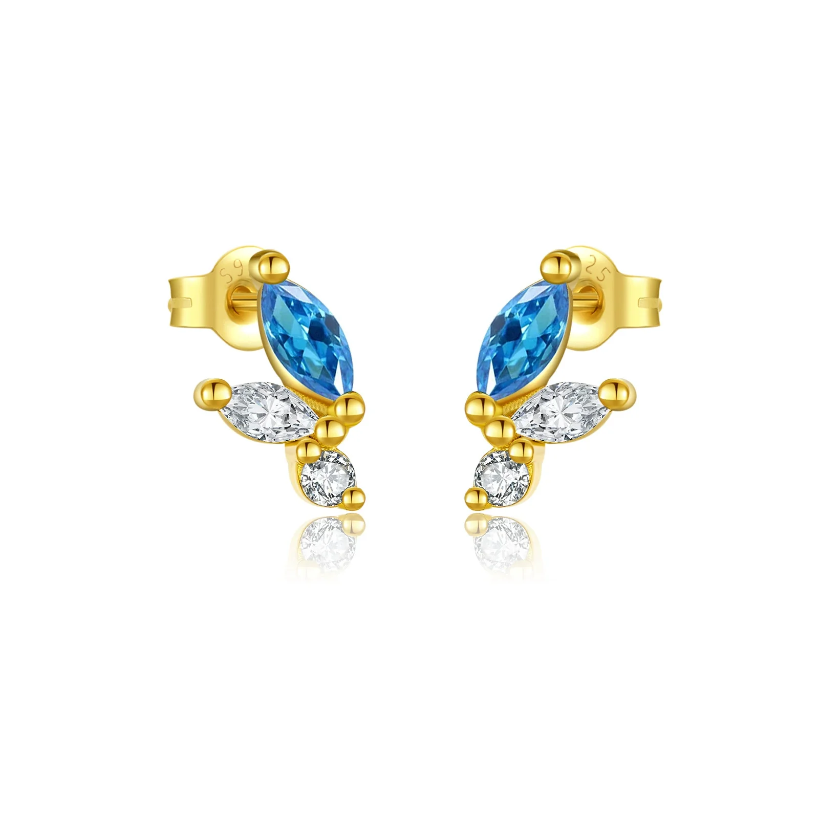 S925 Sterling Silver Geometric Style Earrings Inlaid With Zircon Electroplated With Platinum And 18K Gold For Women - Image 6