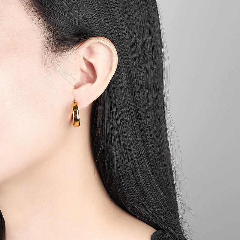 S925 Sterling Silver Geometric Torus Circle Earrings - Image 3