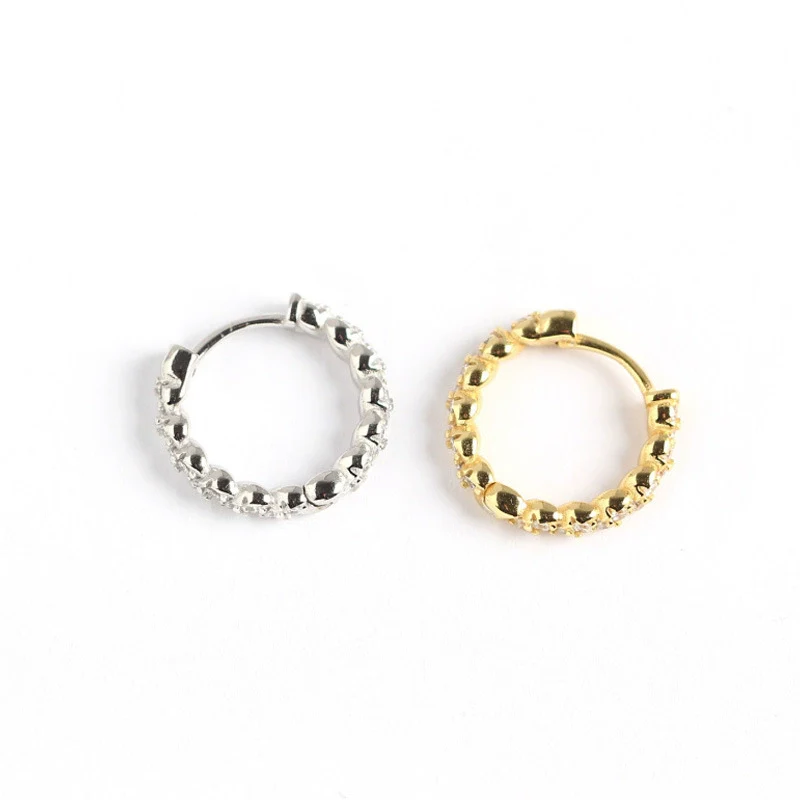 S925 Sterling Silver Geometric Wave With Diamond Earring Buckles Trendy Earrings - Image 5