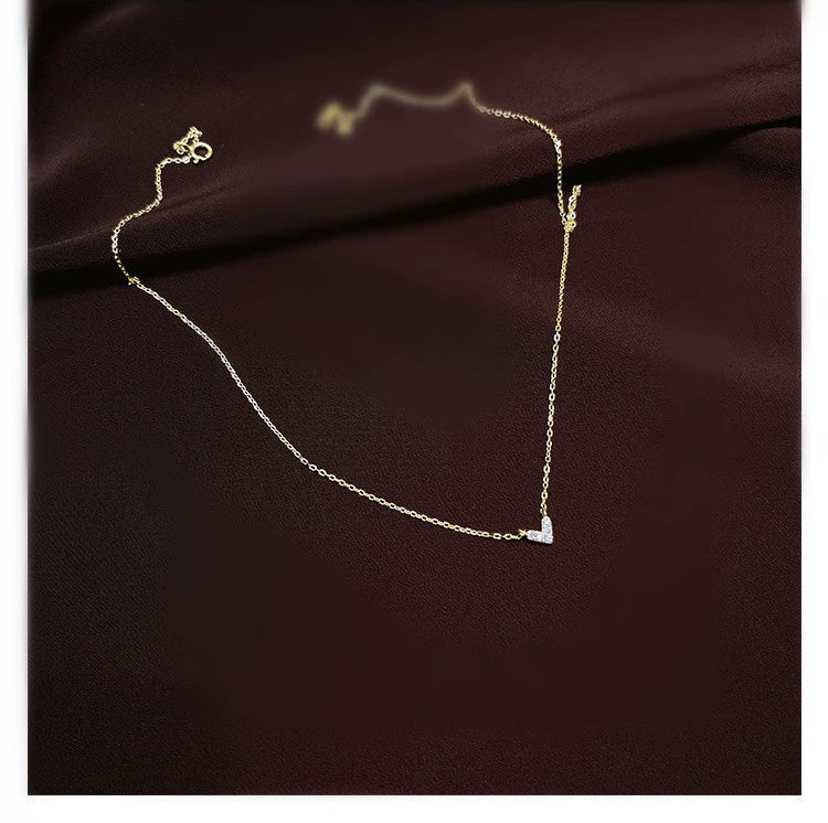 S925 Sterling Silver Heart Pendant Necklace With Diamonds And Letters Numbers Text Pattern 14K Gold Plated For Women - Image 5