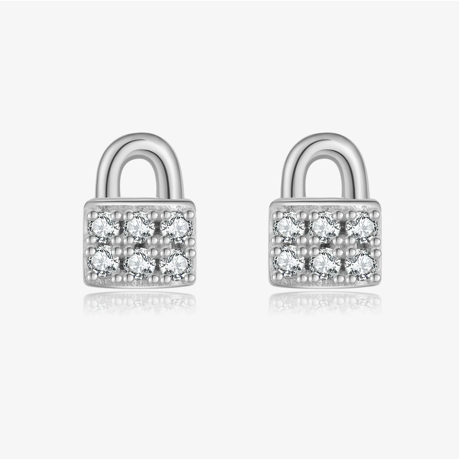 S925 Sterling Silver Lock Key Earrings Microinlaid Zircon Electroplated Platinum 18K Gold Fashion Unisex - Image 6
