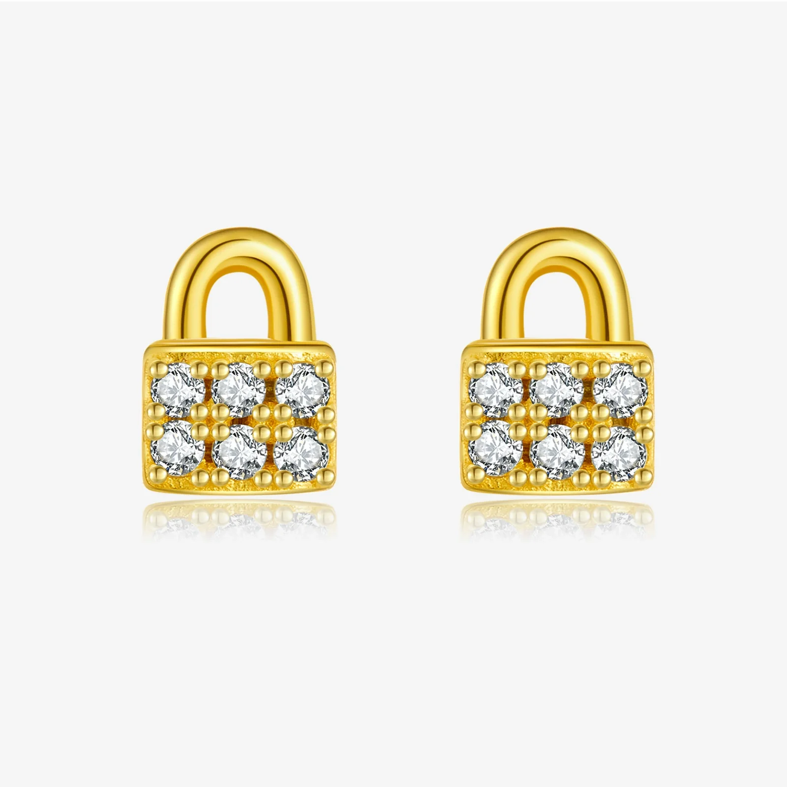 S925 Sterling Silver Lock Key Earrings Microinlaid Zircon Electroplated Platinum 18K Gold Fashion Unisex - Image 7