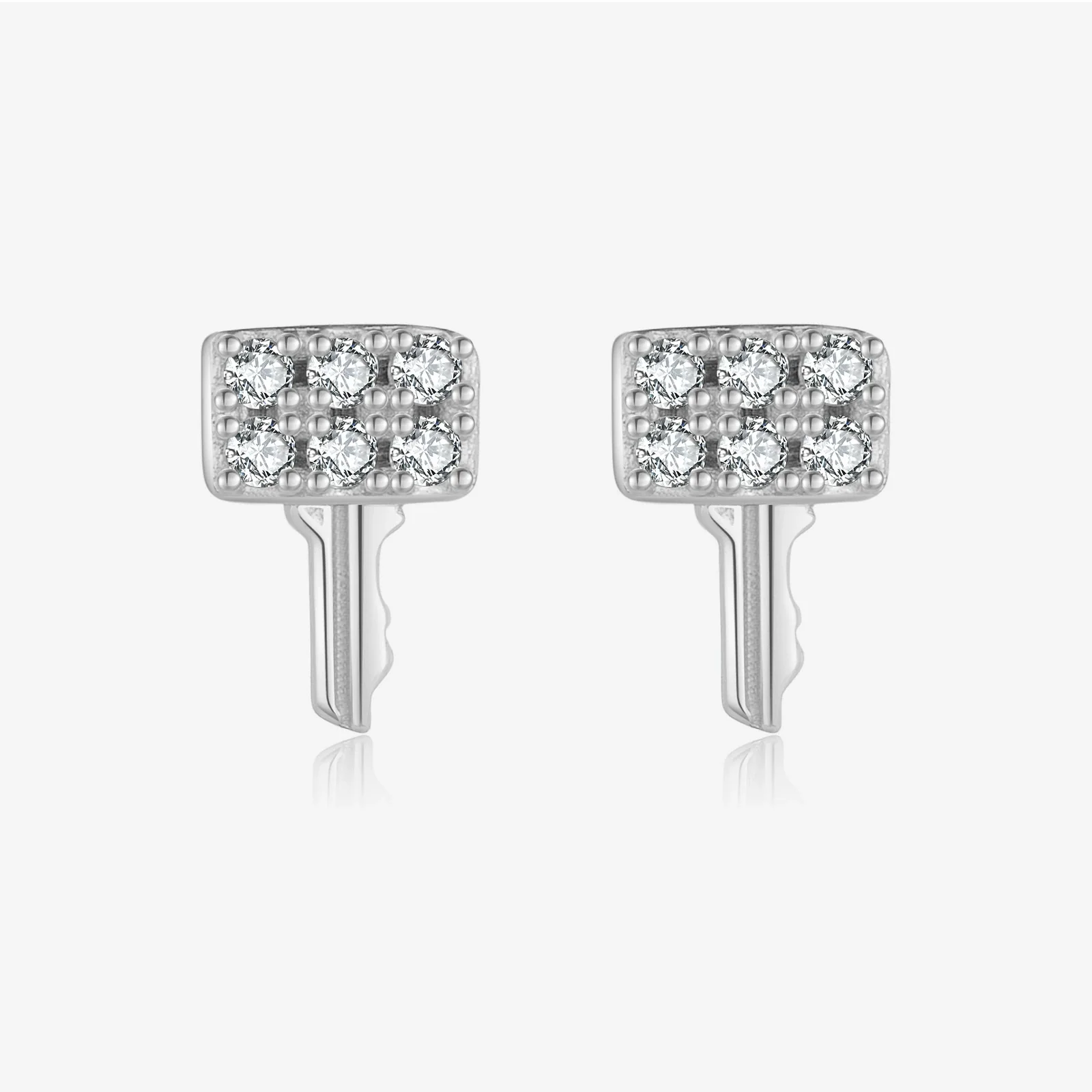 S925 Sterling Silver Lock Key Earrings Microinlaid Zircon Electroplated Platinum 18K Gold Fashion Unisex - Image 8