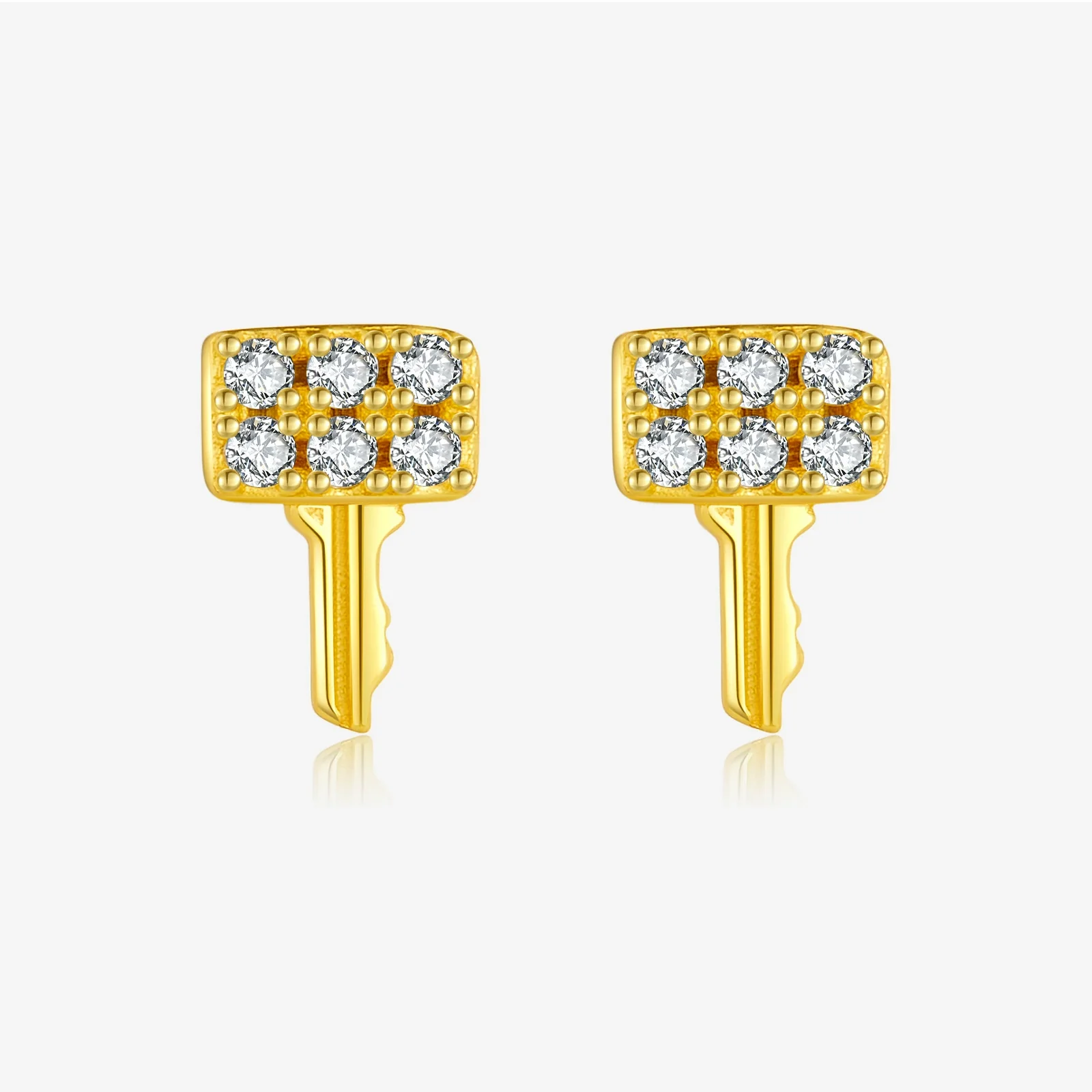 S925 Sterling Silver Lock Key Earrings Microinlaid Zircon Electroplated Platinum 18K Gold Fashion Unisex - Image 9