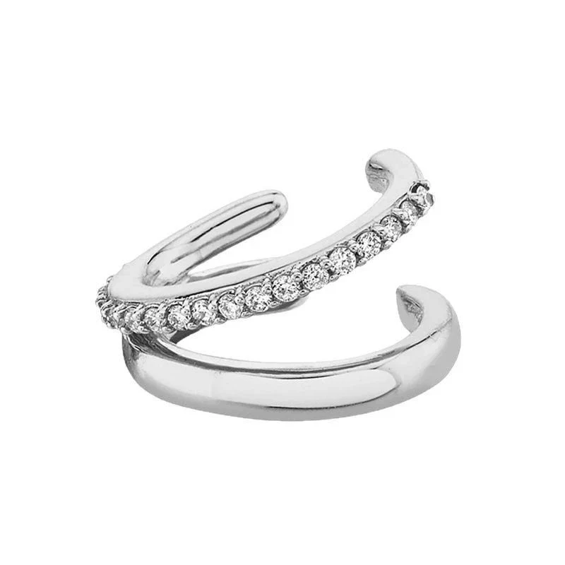 S925 Sterling Silver Microinlaid Geometric Doublelayer Ear Clip Unisex Earrings Without Ear Holes - Image 5
