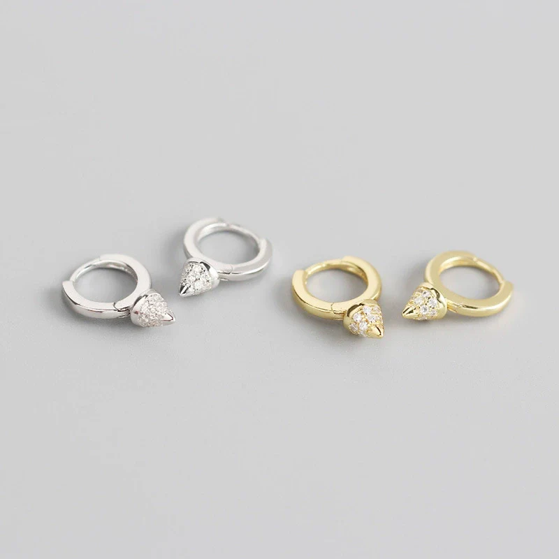 S925 Sterling Silver Punk Rivet Geometric Ear Stud Earrings With Electroplating