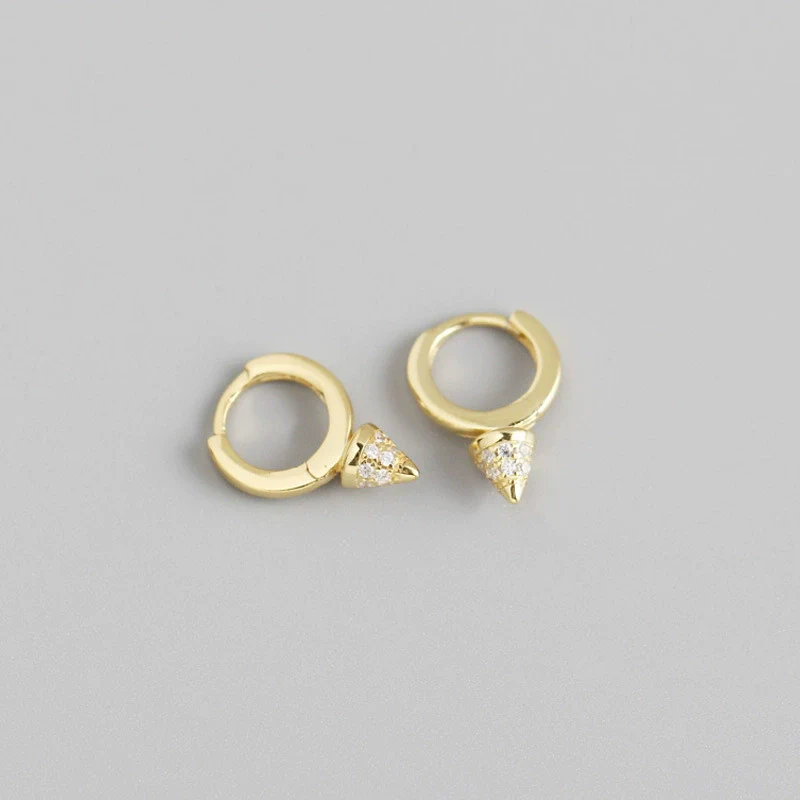 S925 Sterling Silver Punk Rivet Geometric Ear Stud Earrings With Electroplating - Image 7
