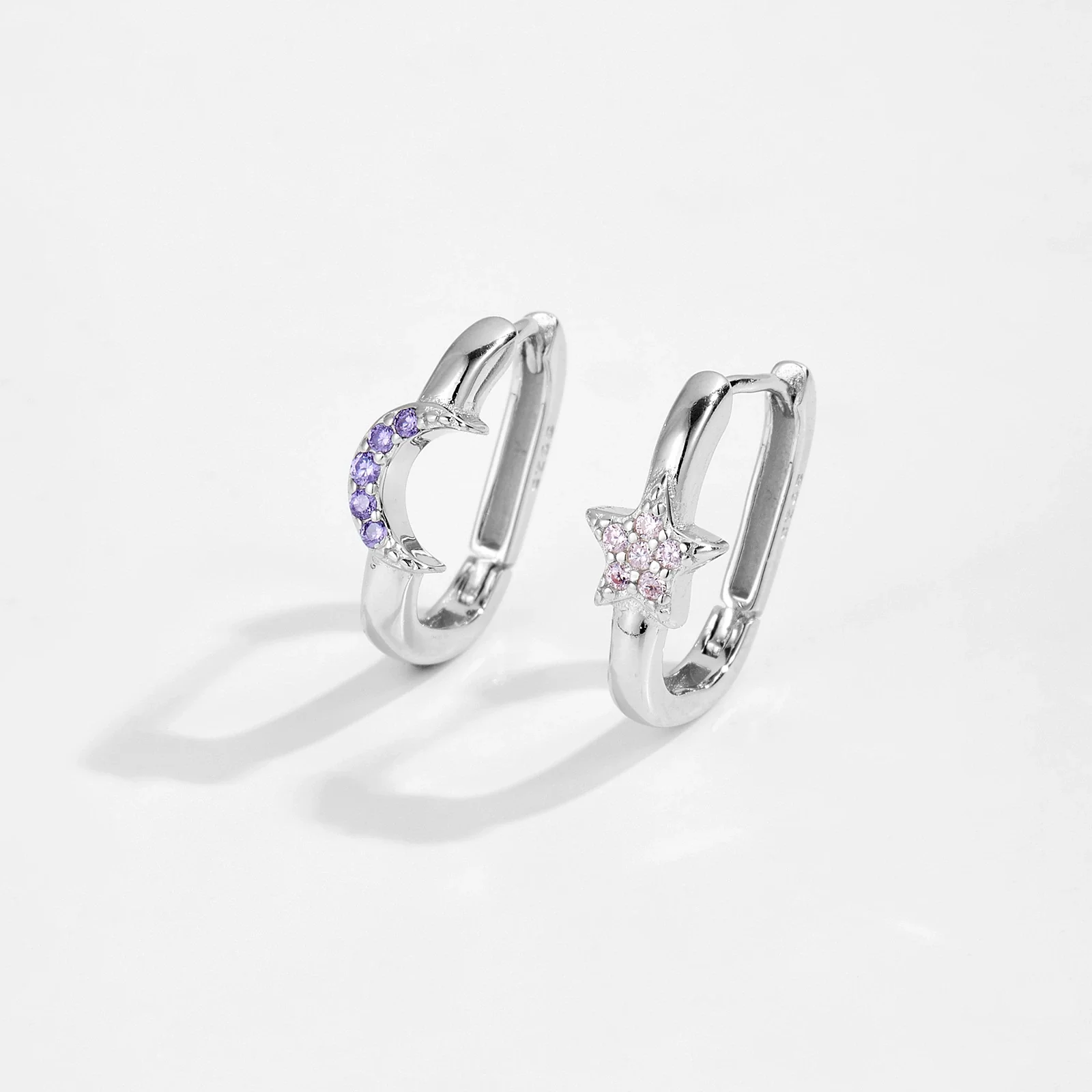 S925 Sterling Silver Star Moon Women's Earrings With Platinum And 18K Gold Electroplating Fashion Simple Luxury Highend Design - Image 3