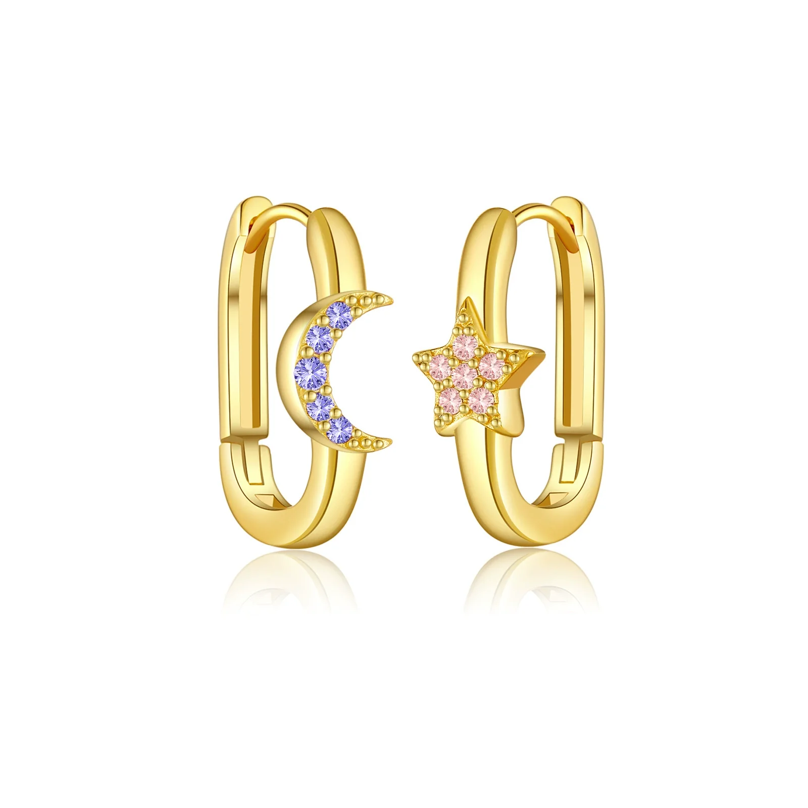 S925 Sterling Silver Star Moon Women's Earrings With Platinum And 18K Gold Electroplating Fashion Simple Luxury Highend Design - Image 7