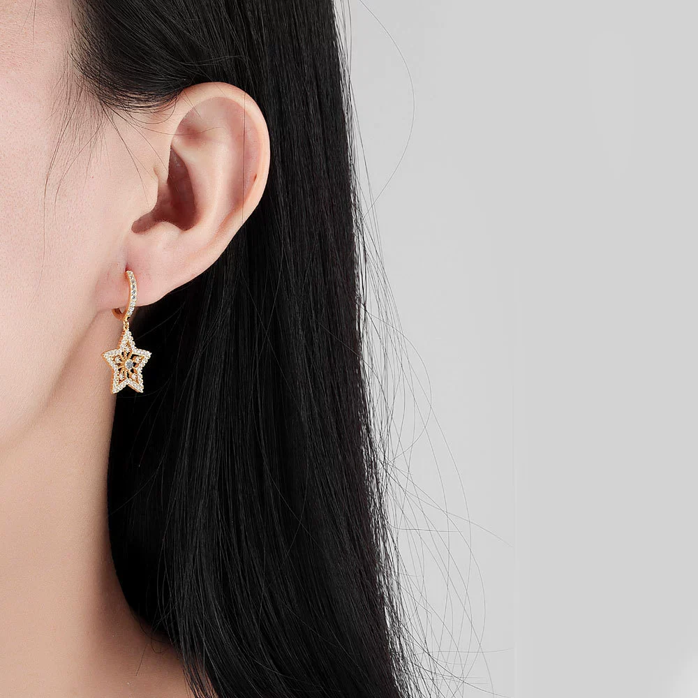 S925 Sterling Silver Stud Earrings Electroplated Female Fashion Style - Image 2