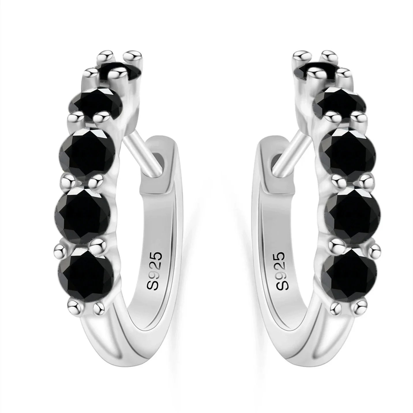 S925 Sterling Silver Women's Classic Round Moissanite And Diamond Earrings - Image 10