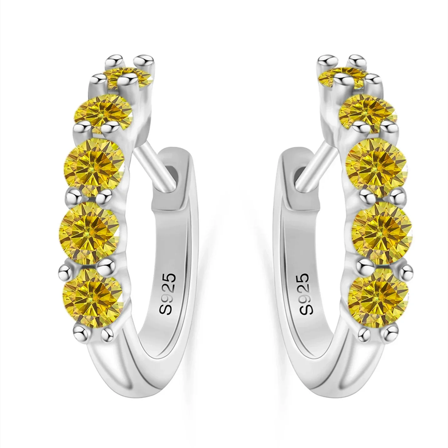 S925 Sterling Silver Women's Classic Round Moissanite And Diamond Earrings - Image 15