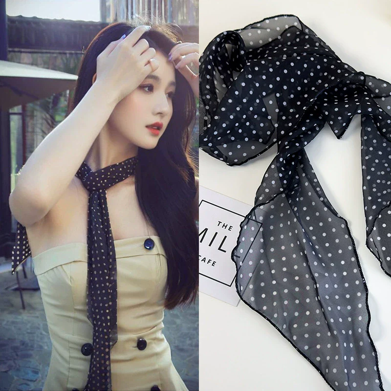 Scarf Vintage Style Leopard Print Wave Dot Polyester Chiffon Print