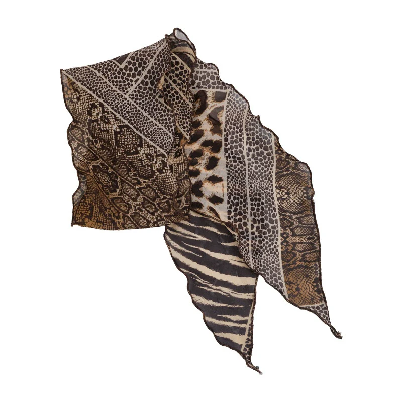 Scarf Vintage Style Leopard Print Wave Dot Polyester Chiffon Print - Image 5