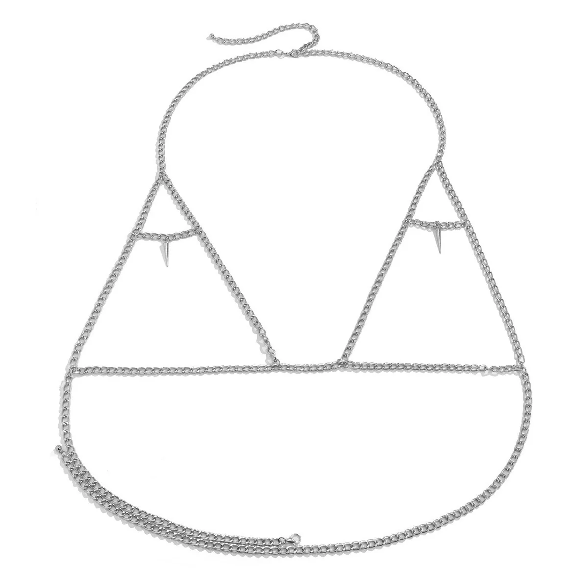 Sexy Women's Jewelry Copper Bead Mesh Snake Bone Chain Necklace With Rhinestone Pendant And Geometric Pattern Electroplated - Image 9