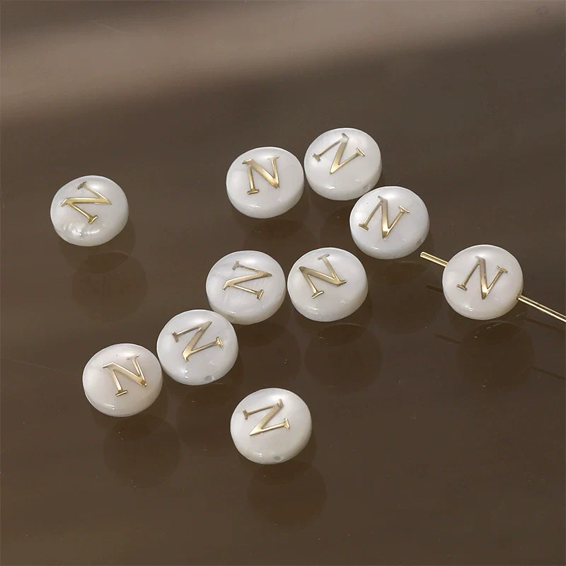 Shell Jewelry Geometric 26 Letters Round Fritillaria Double Sided Straight Hole Matching Material - Image 19