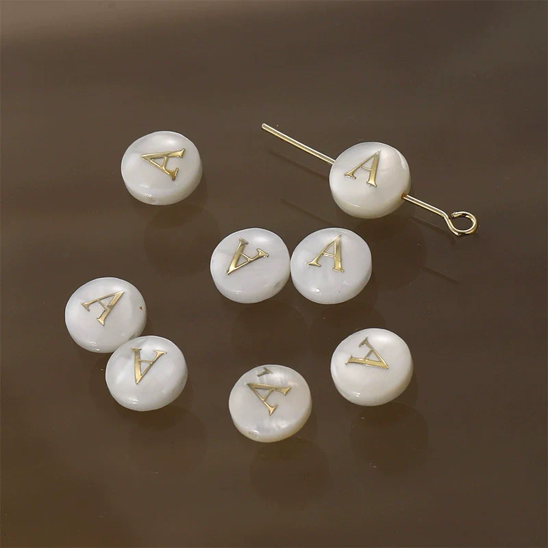 Shell Jewelry Geometric 26 Letters Round Fritillaria Double Sided Straight Hole Matching Material - Image 6