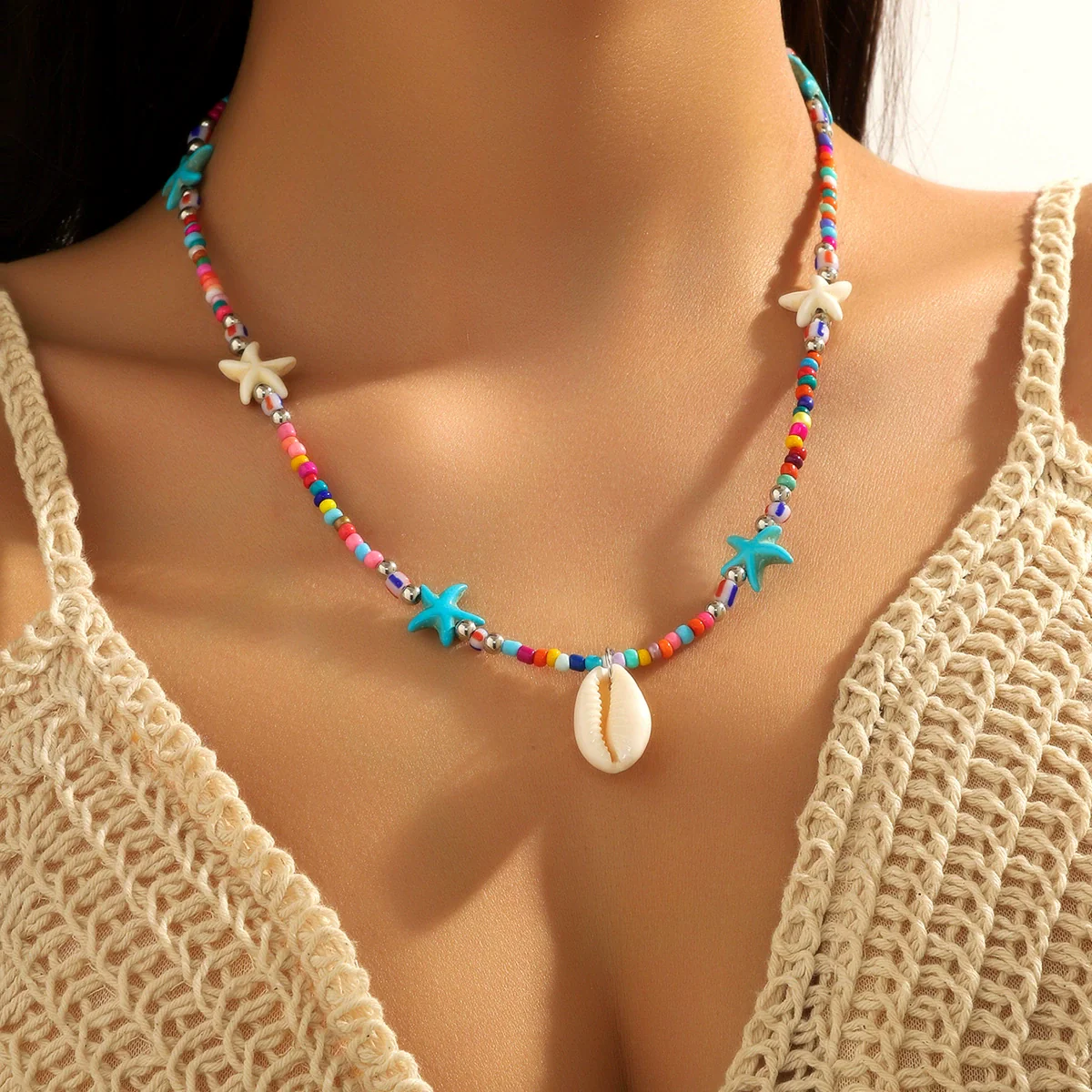 Shell Pendant Necklace With Pearl Chain Star Geometric Animal Zodiac Pure Handmade For Women - Image 3