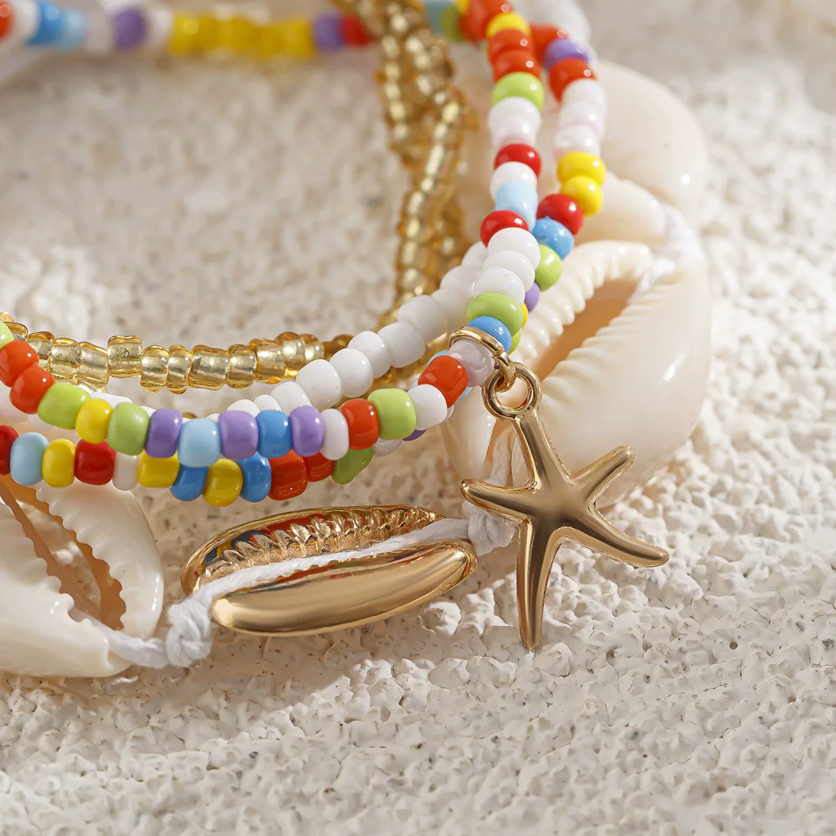 Shell Rice Bead Metal Geometric Electroplated Bracelet For Women - Image 4