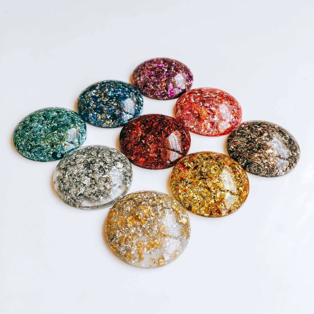 Shoe And Mobile Phone Case Accessories Acrylic Plastic Resin Round Irregular Gold Foil Glitter Dripping Oil Style - Image 3