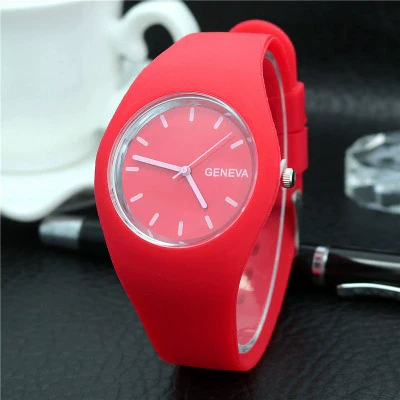 Silicone Alloy Ordinary Glass Mirror Round Dial Quartz Ultrathin Leisure Watch For Men And Women - Image 7