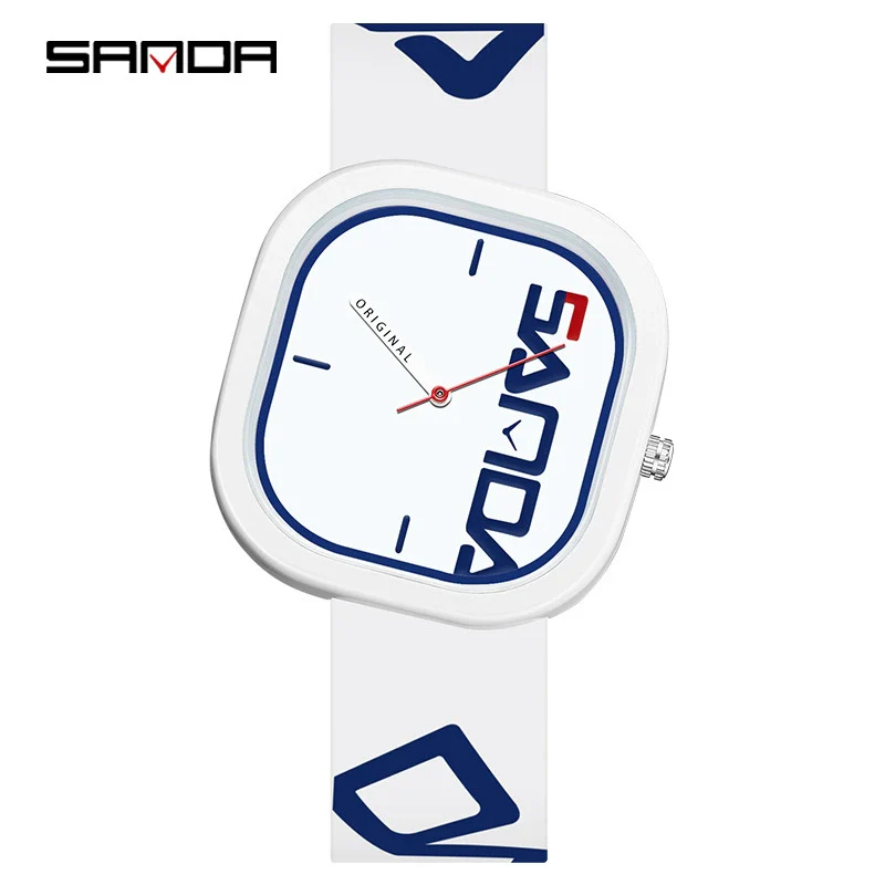 Silicone Band Square Watch For Students Waterproof Zinc Alloy Case Mineral Strengthened Glass Mirror Trendy Simple - Image 4