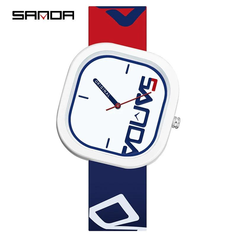 Silicone Band Square Watch For Students Waterproof Zinc Alloy Case Mineral Strengthened Glass Mirror Trendy Simple - Image 5