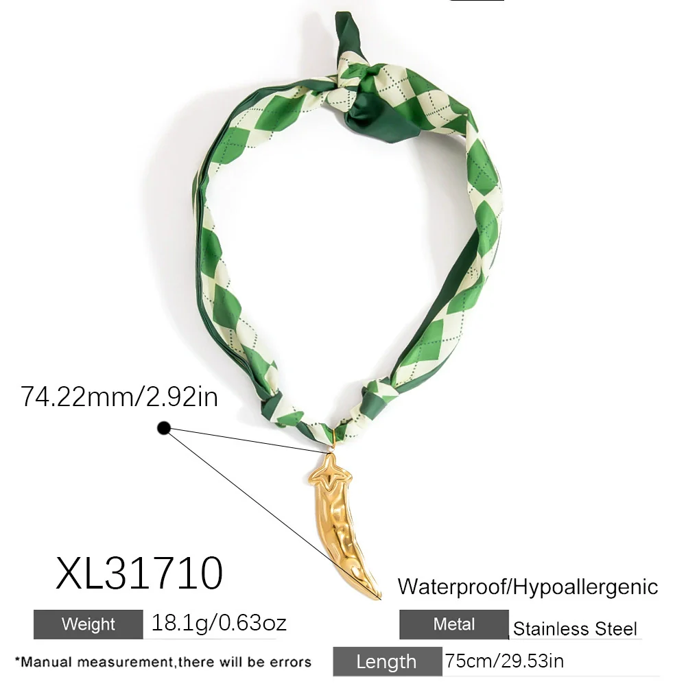 Silk Scarf Necklace Stainless Steel Titanium Steel Electroplating Fashion Minimalist Moon Pendant Women's - Image 6