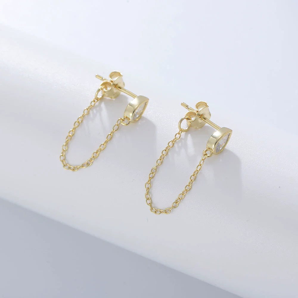 Silver Dropshaped Zircon Earrings Punk Style For Women - Image 2