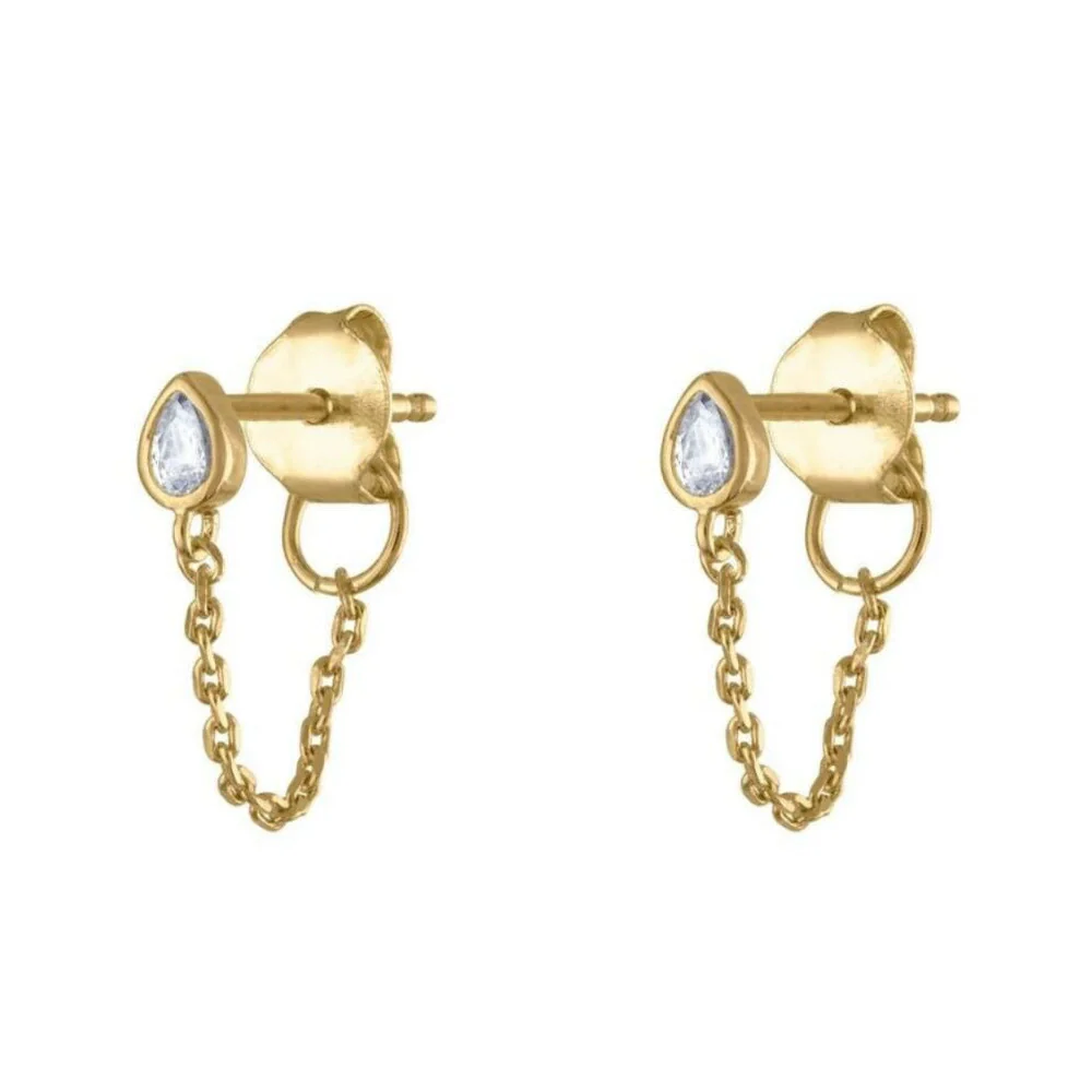 Silver Dropshaped Zircon Earrings Punk Style For Women - Image 5