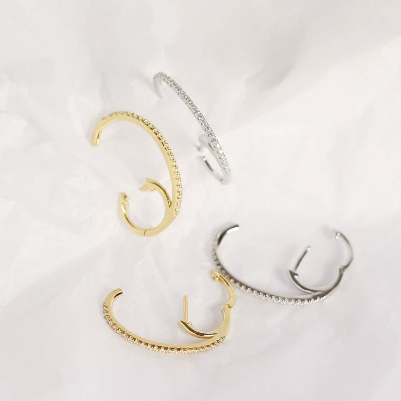 Silver Geometric Electroplated Hanging Ear Buckle And Stud Earrings - Image 3