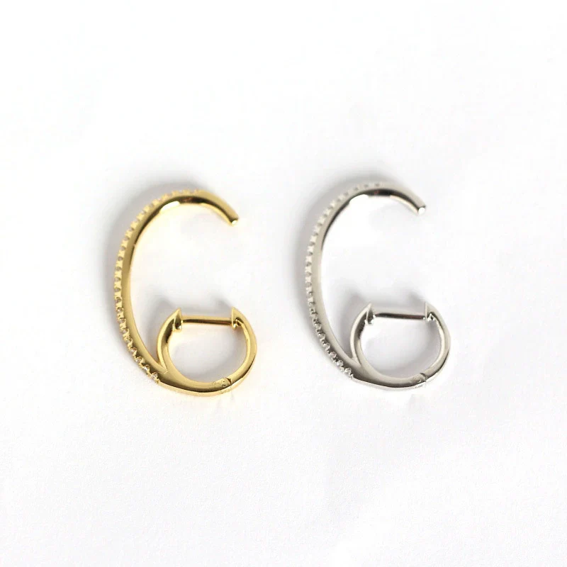 Silver Geometric Electroplated Hanging Ear Buckle And Stud Earrings - Image 5