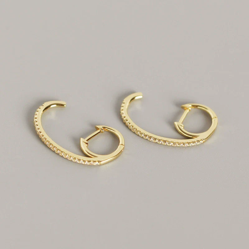 Silver Geometric Electroplated Hanging Ear Buckle And Stud Earrings - Image 7