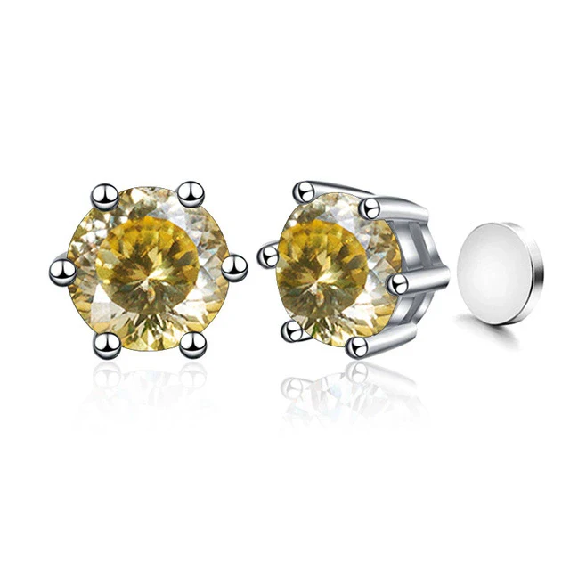 Silver Moissanite Classic Round Earrings - Image 40