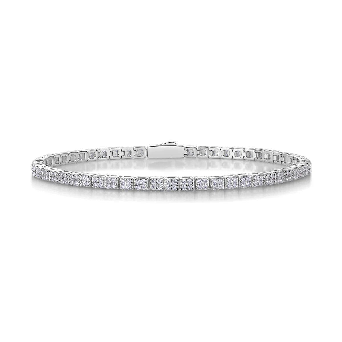Silver Moissanite Geometric Style Women's Bracelet Set With Diamonds - Image 4