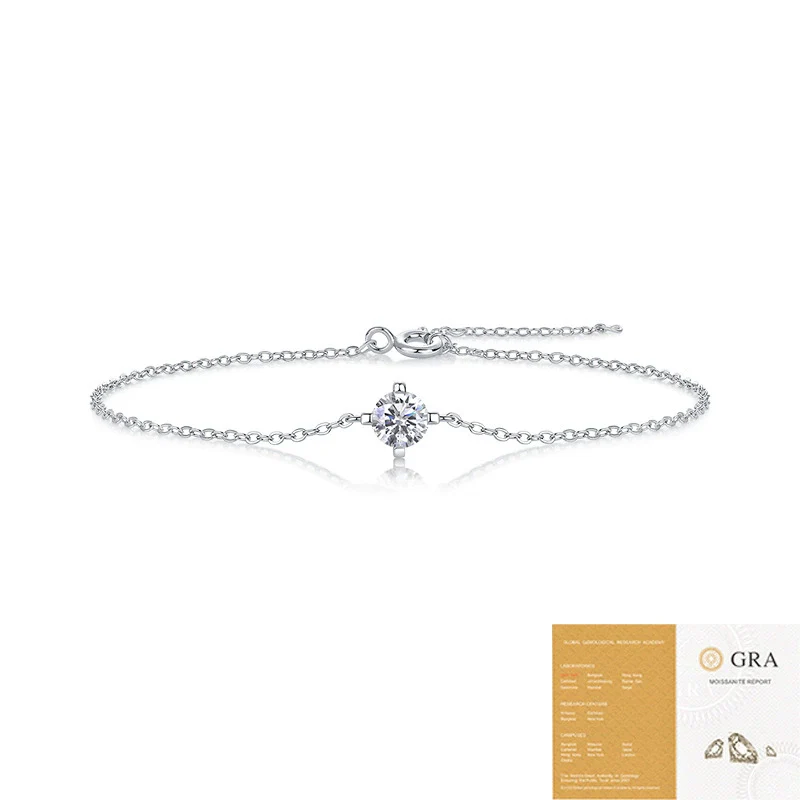 Silver Moissanite Inlay Geometric Women's Bracelet Fashion Style - Image 4