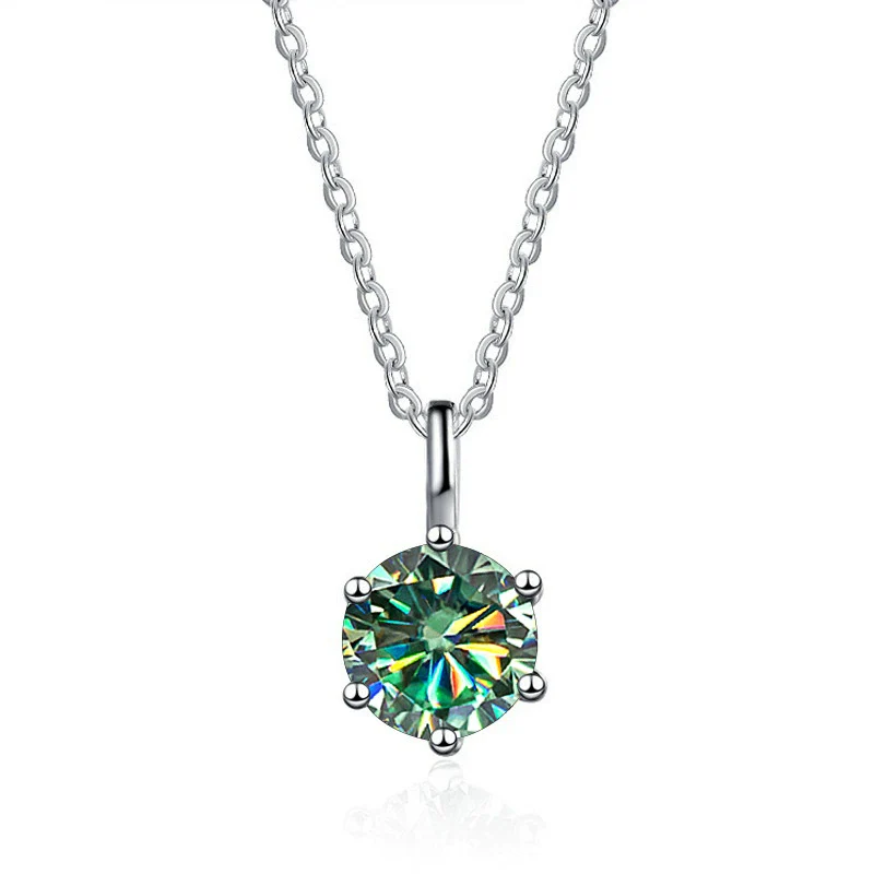 Silver Moissanite Necklace Set With Precious Stones Animals Zodiac Round Shape For Women - Image 3