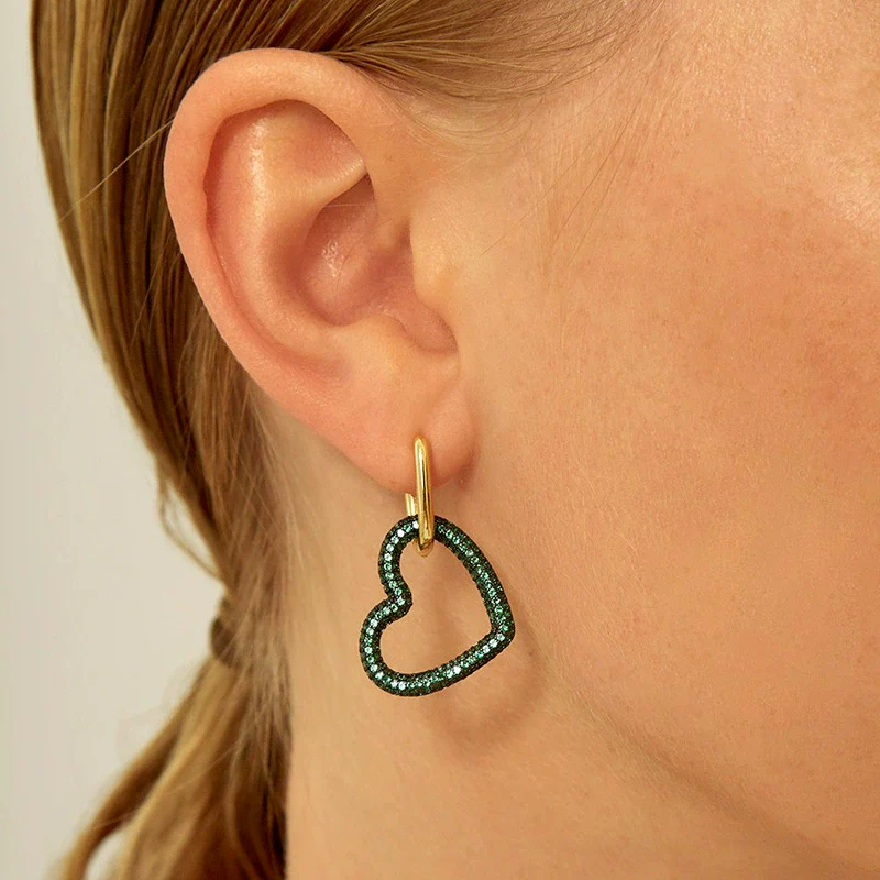 Silver Needle Copper Heartshaped Electroplated Women's Earrings - Image 3
