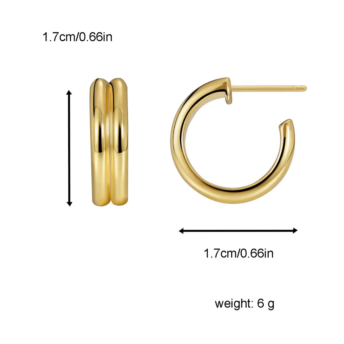 Silver Needle Earrings Gold Plated Geometric Style Metal - Image 3