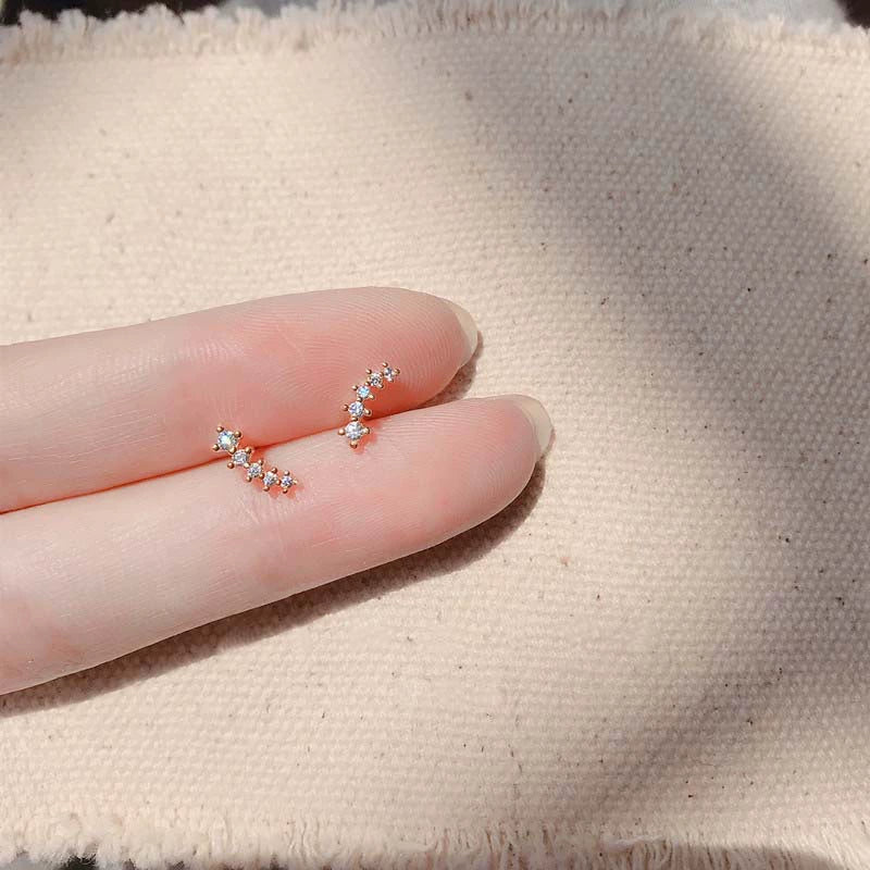 Silver Women's Constellation Pattern Diamond Earrings - Image 2