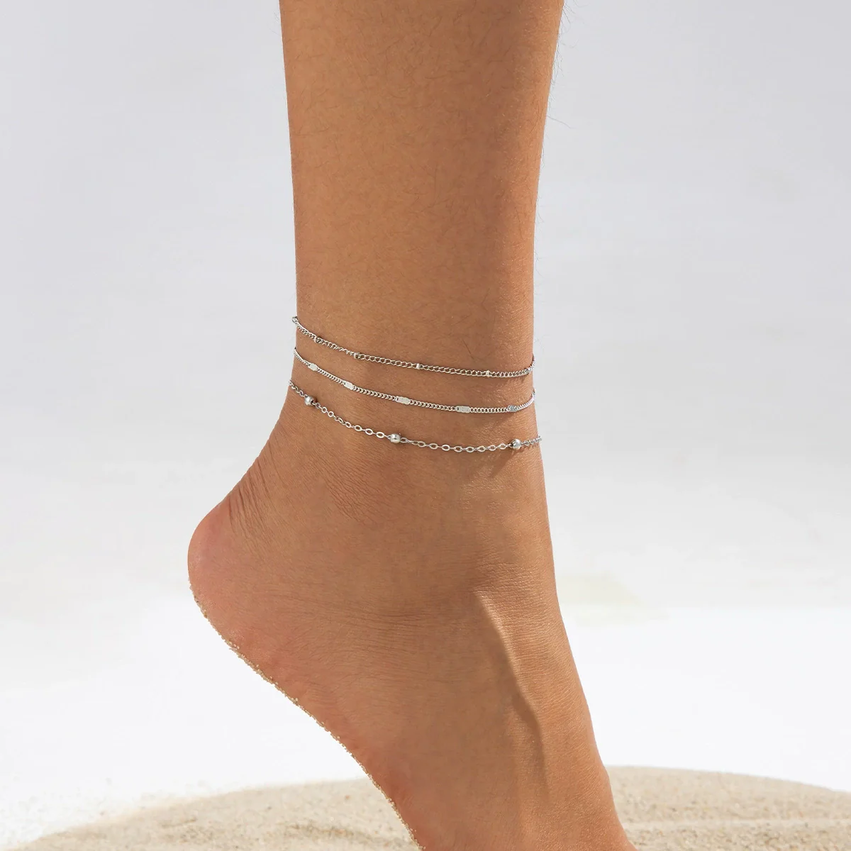 Simple Bow Imitation Pearl Anklet Metal Thin Chain Women's Foot Accessories - Image 2