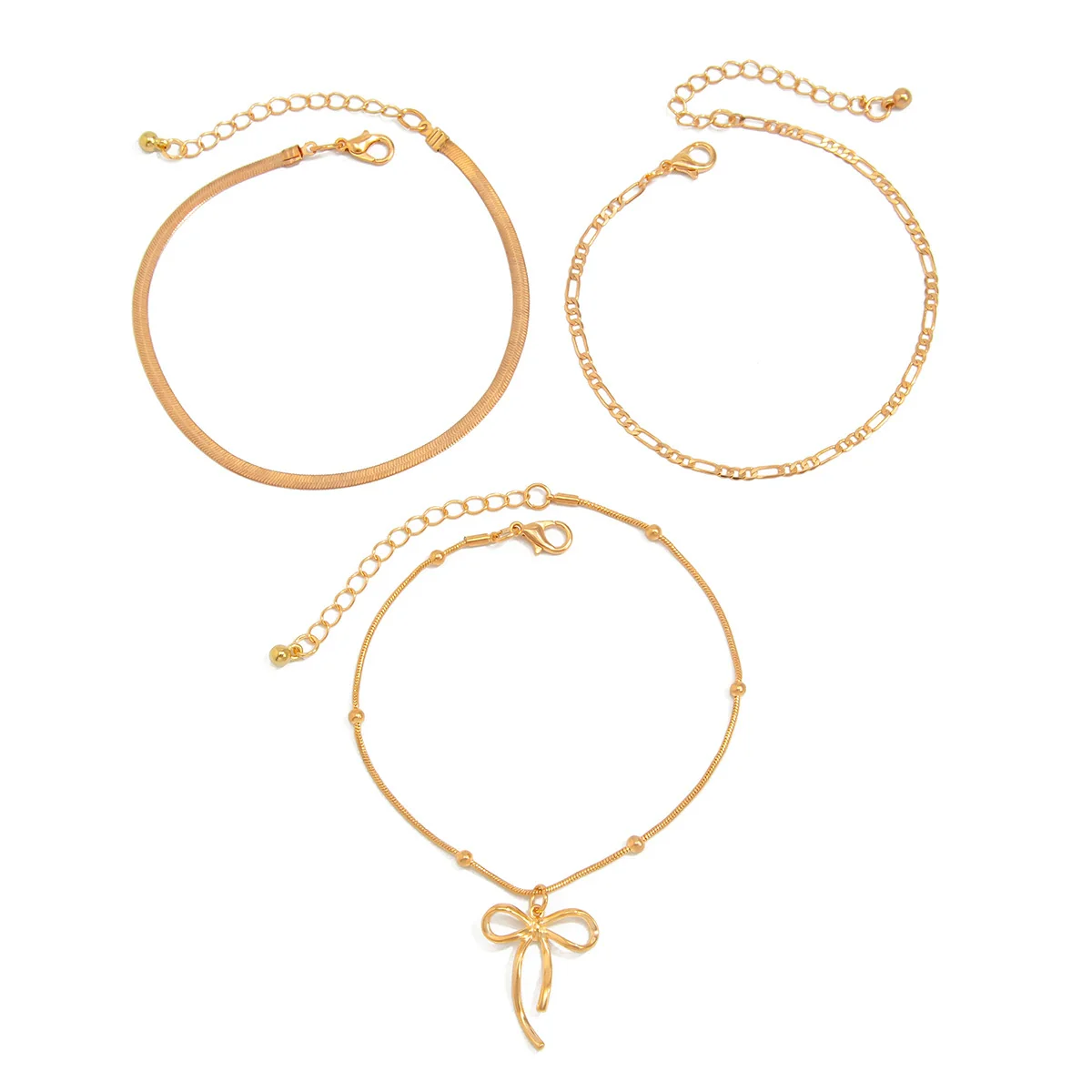 Simple Bow Imitation Pearl Anklet Metal Thin Chain Women's Foot Accessories - Image 5