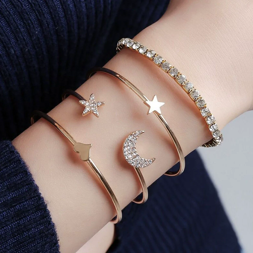 Simple Chain Bracelet Fashion Mix And Match Hollow Jewelry Stacked Wind Crystal Alloy Electroplating Letters Numbers Text Unisex - Image 10