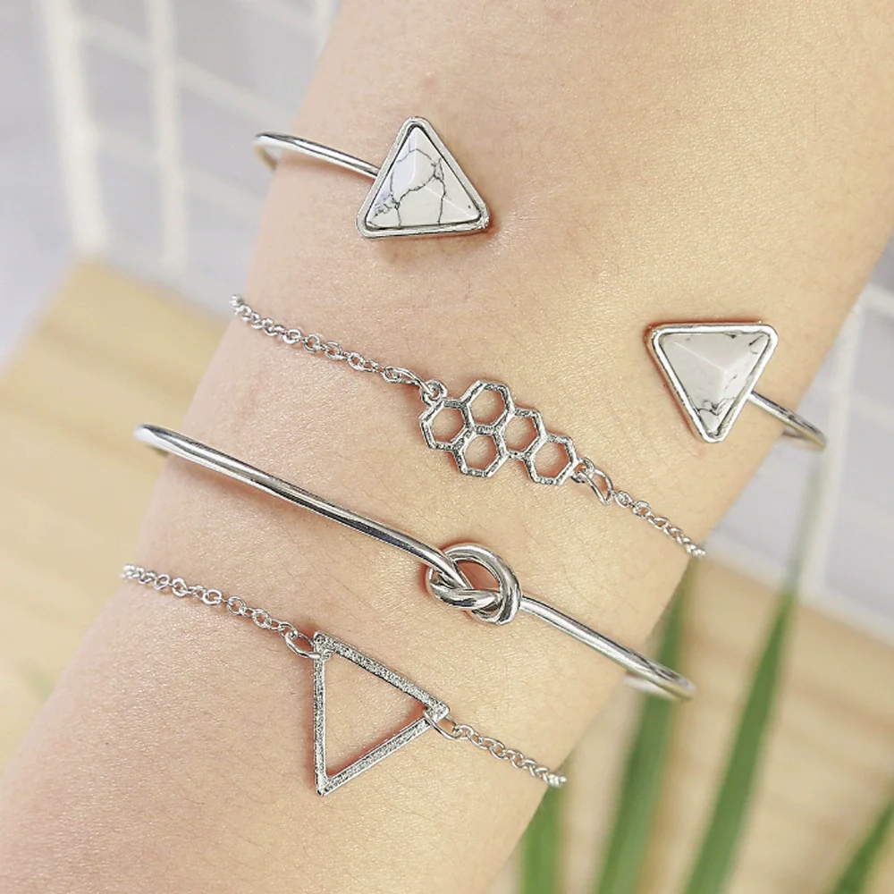 Simple Chain Bracelet Fashion Mix And Match Hollow Jewelry Stacked Wind Crystal Alloy Electroplating Letters Numbers Text Unisex - Image 12