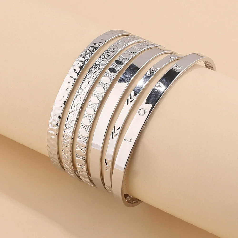 Simple Chain Bracelet Fashion Mix And Match Hollow Jewelry Stacked Wind Crystal Alloy Electroplating Letters Numbers Text Unisex - Image 14