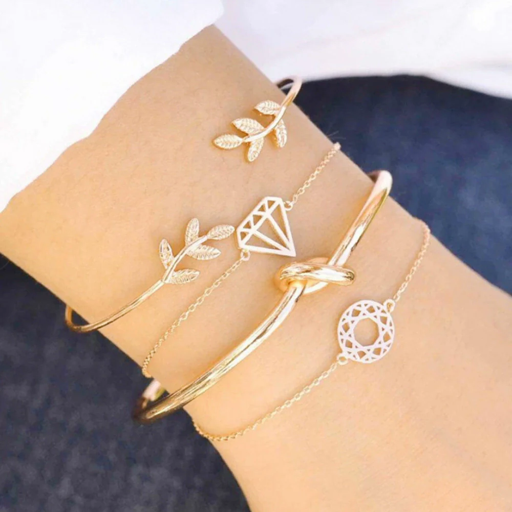 Simple Chain Bracelet Fashion Mix And Match Hollow Jewelry Stacked Wind Crystal Alloy Electroplating Letters Numbers Text Unisex - Image 15