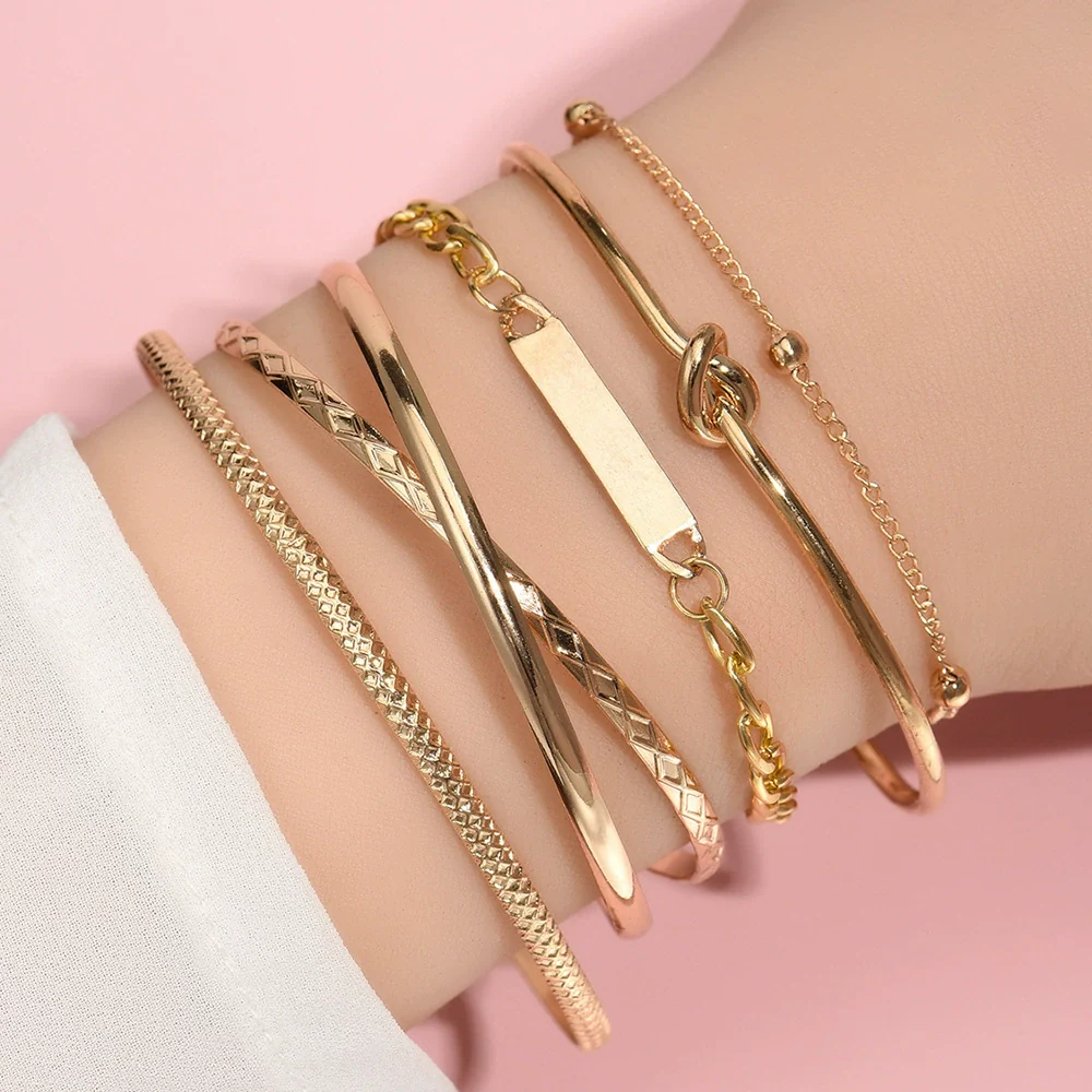 Simple Chain Bracelet Fashion Mix And Match Hollow Jewelry Stacked Wind Crystal Alloy Electroplating Letters Numbers Text Unisex - Image 19