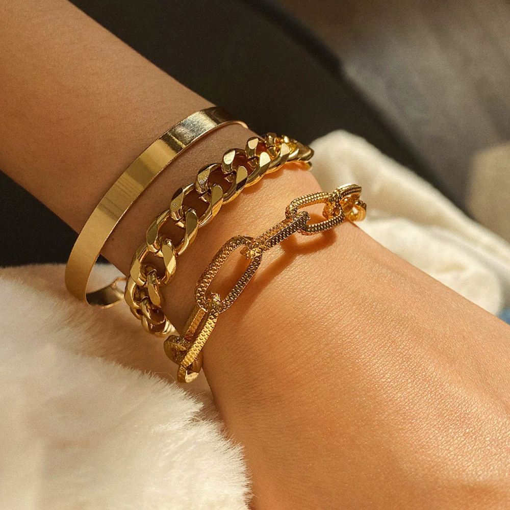 Simple Chain Bracelet Fashion Mix And Match Hollow Jewelry Stacked Wind Crystal Alloy Electroplating Letters Numbers Text Unisex - Image 3