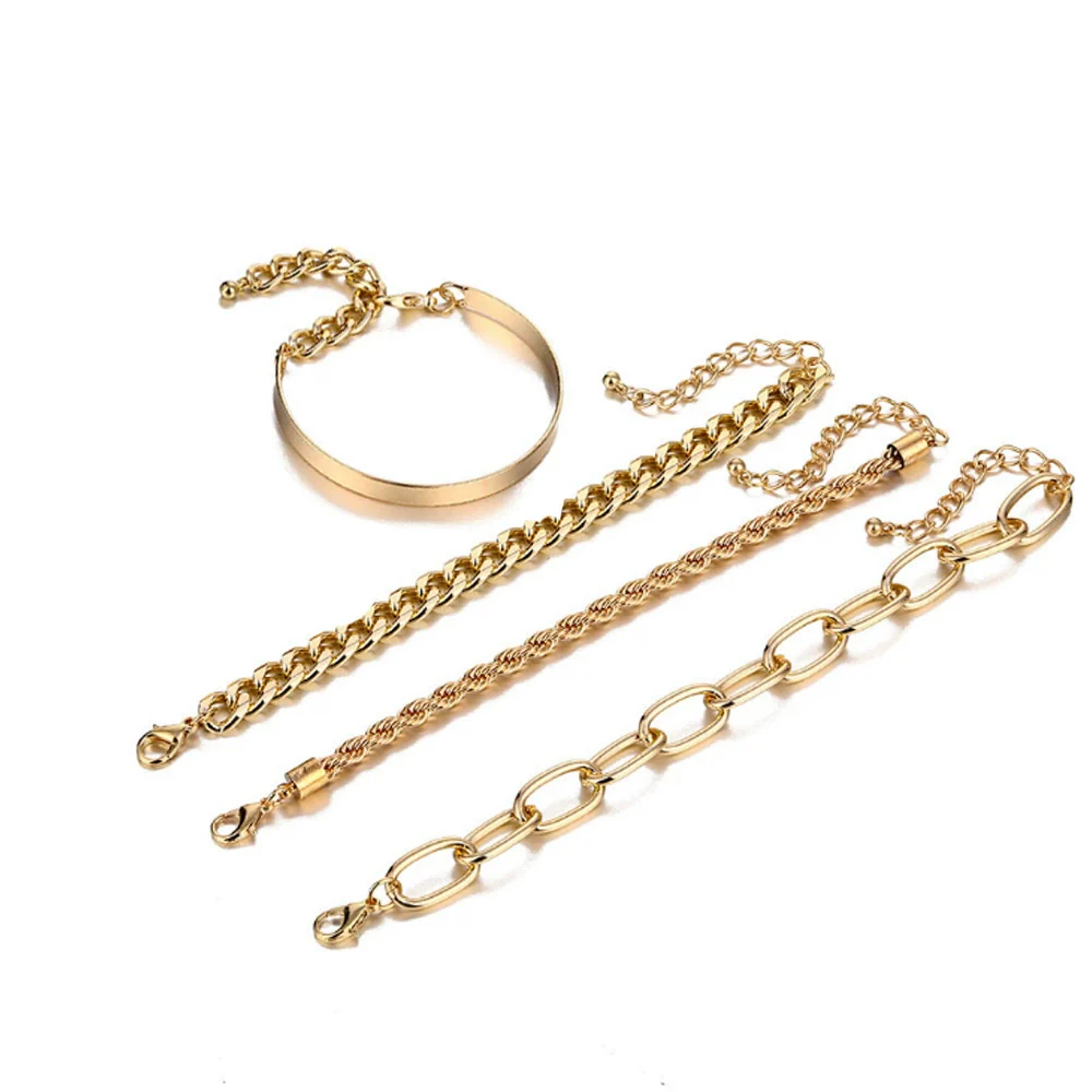 Simple Chain Bracelet Fashion Mix And Match Hollow Jewelry Stacked Wind Crystal Alloy Electroplating Letters Numbers Text Unisex - Image 5