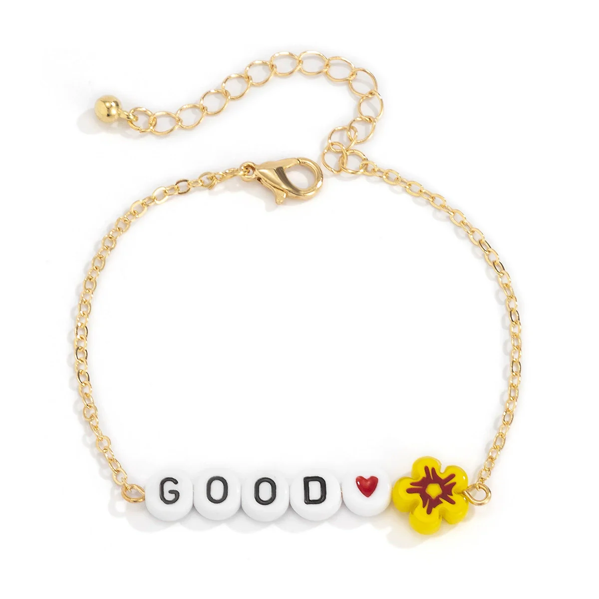 Simple Metal Chain Letter Glass Small Flower Collarbone Necklace Material Fine Copperclad Iron Acrylic Glass Flower Process Electroplating - Image 13